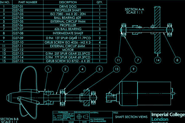 Mobula Ray engineering drawing 2